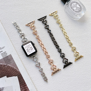Bracelet à strass en forme de chaleur, breloques Design <span class=keywords><strong>d</strong></span>'<span class=keywords><strong>amour</strong></span> pour femmes, diamant métal acier inoxydable, Bracelet de montre intelligente pour Apple, nouvelle collection - Product Image 5