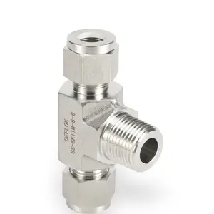 Rvs Double Ferrule Fitting 1/4 Connector Twin Ferrule Parker Type Compressie Fitting Bsp Draad Mannelijke Tak Tee