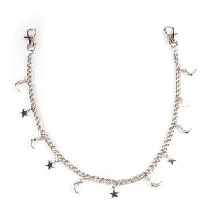 Cadena de cintura con colgante de estrella y luna, aleación de zinc, unisex, cadena corporal de moda para uso diario, estilo hip hop punk, cadena para pantalones. - Product Image 5