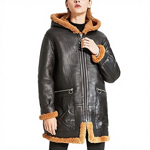 Chaqueta de Invierno para Hombre, Tipo Bomber, de Piel de Oveja, con Capucha y Ribete de Piel, Tejido de Lana, Servicio OEM - Product Image 3