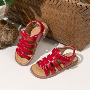 공장 도매 여름 신상 아동 플랫 로마 샌들 단색 소프트 솔 안티슬립 샌들 - Product Image 4