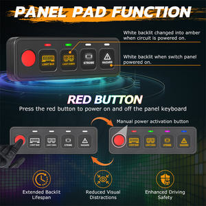 Panel de Interruptores Impermeable de 4 Botones, Universal de 12V/24V para Barcos, Autos de Carreras, Camionetas y Vehículos Pesados - Product Image 2