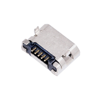 Conector micro USB de 5 pines Conector hembra de paso de 6,4mm tipo B para carga de teléfono móvil