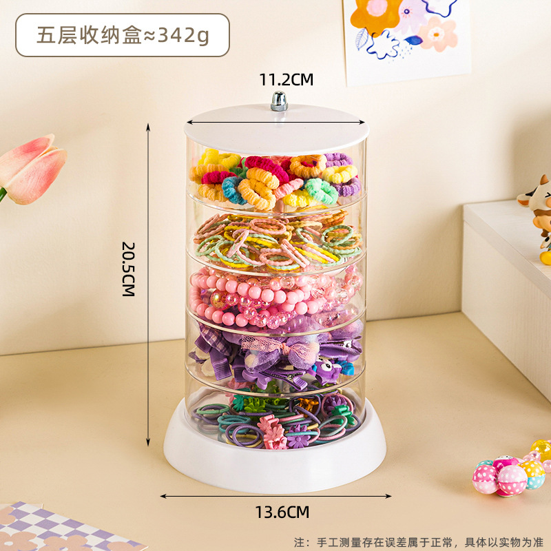 5-layer white rotating hair accessory box