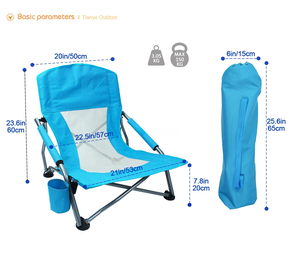 Portable Ultralight Metal Frame Oxford Fabric Folding Chair Low Seat Comfortable Outdoor Camping Beach Chair <b>Storage</b> Bag 300 LBS - Product Image 3