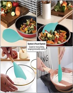 19-piece Eco-Friendly Lightweight Kitchenware Set 2025 New Style Black Pink Green Luxury Premium <b>Silicone</b> Cooking Utensils - Product Image 2