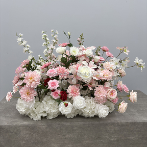 Lisci rosa chiaro e bianco fiori nuziali corridoio e altare decorazioni da <span class=keywords><strong>sposa</strong></span> doccia fiori fiori fiori Runner - Product Image 2