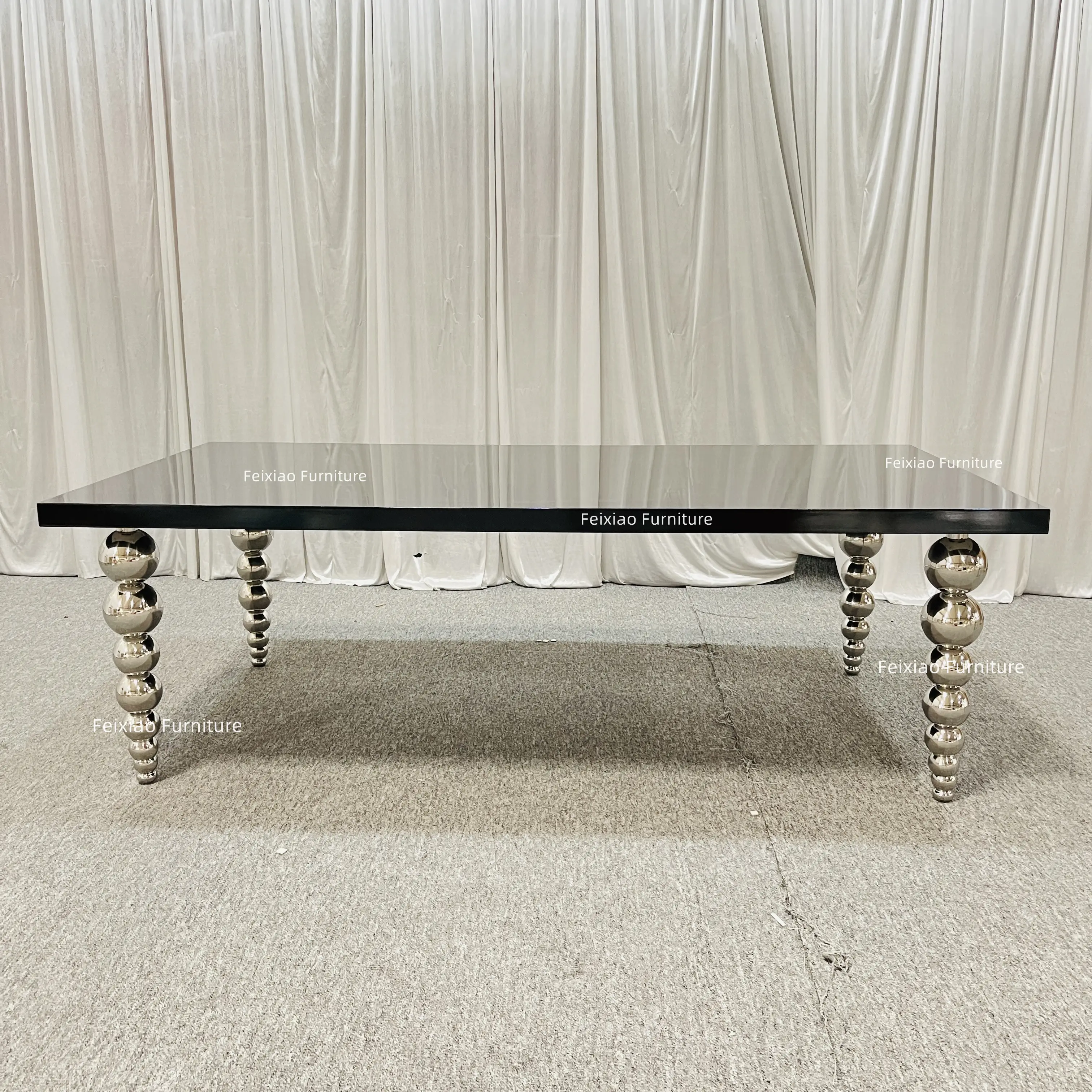 Stainless steel MDF top glass wedding table rectangular banquet table