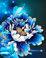 Kit de Peinture Diamant 5D DIY à Motif Fleur Bleue avec Strass en Résine AB, Idéal pour la Décoration Murale du Salon et de la Maison - Vente Flash