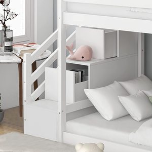 Venta al por mayor de almacenamiento de muebles de dormitorio doble para niños litera de madera con tobogán - Product Image 3