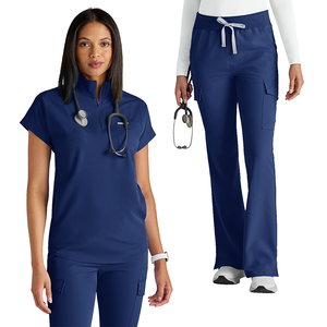 Respirant personnalisé broderie Logo gommages ensemble Stretch femmes survêtement uniformes d'allaitement médical Spandex hôpital uniformes chirurgicaux - Product Image 3
