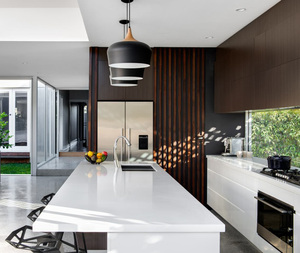 Gabinetes de cocina de estilo contemporáneo de dos enredos con acabado mate mixto de grano de madera con renderizado <span class=keywords><strong>3D</strong></span> vívido - Product Image 2