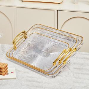 Assiettes à <span class=keywords><strong>dessert</strong></span> en cristal rectangulaire servant une <span class=keywords><strong>assiette</strong></span> à bonbons créative <span class=keywords><strong>transparente</strong></span> pour la fête - Product Image 2
