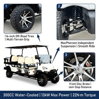 Nouvelle voiturette de golf à essence 300CC, 8 places, buggy tout-terrain, suspension MacPherson, pour la location en camping, sur la plage et les navettes touristiques en resort