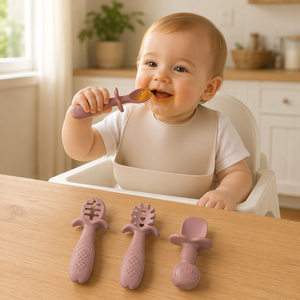 Juego <span class=keywords><strong>de</strong></span> 4 Utensilios <span class=keywords><strong>de</strong></span> Entrenamiento para Bebés, Certificados por LFGB y CPC, No Tóxicos, Cuchara y Tenedor para Bebés - Product Image 1