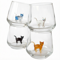 Mignonne figurine de chat en verre, tasse en verre borosilicate haute résistance, résistante à la chaleur, lavable au lave-vaisselle, gobelet couleur personnalisée, cadeau souvenir pour les amoureux des animaux