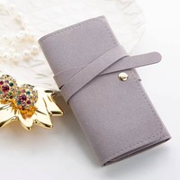 Organisateur de bijoux de voyage en cuir rectangulaire personnalisé, étui pliable pour bijoux avec logo personnalisé, pochette de rangement enroulable pour colliers