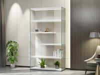 Vitrine d'exposition autoportante haut de gamme en verre trempé sans cadre avec accessoires en aluminium