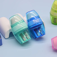 Taille-crayon manuel en TPR en forme de gourde à double trou avec gomme, 4 couleurs, pour enfants, Guai Guai Bear, fournitures scolaires et artistiques, stock en gros, expédition immédiate
