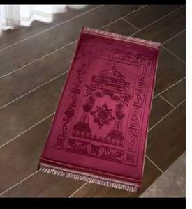 Venta directa de fábrica de alfombras de oración islámicas de poliéster con relieve de franela, regalos para el peregrinación del Eid, artesanía tejida - Product Image 2