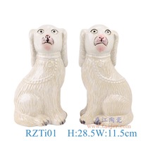 Sculpture de chien en céramique blanche RZTi01, chien Staffordshire en porcelaine