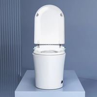 WC intelligent de style moderne à fonctionnement automatique, design monobloc, double chasse, réservoir encastré, jet multiple Tornado, drain allongé en forme de P ou en forme de S
