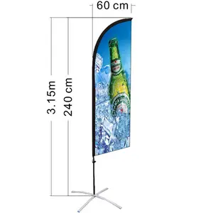 विज्ञापन कस्टम एल्यूमीनियम शीसे रेशा पदोन्नति घटना बैनर एकल प्रदर्शनी चाकू लोगो समुद्र तट अश्रु पंख झंडा