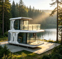 Capsule Spatiale Préfabriquée de Luxe pour Glamping – Pods à Structure en Acier, Alimentation Solaire, Verre Panoramique pour Villa, Jardin et Chantier de Construction