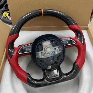 Volant en cuir en fibre de carbone personnalisé pour <span class=keywords><strong>Audi</strong></span> A6 A3 A4 A5 Q5 RS3 RS7 Q7 C6 C8 A8 S6 S7 B8 B8.5 B9 S3 S4 S5 Bouton Sports - Product Image 1