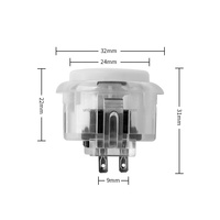 Sanwa Hitbox, piezas de controlador DIY, interruptor de botón iluminado con LED de 30mm, luz transparente, cero retardo, juegos de plástico que funcionan con monedas