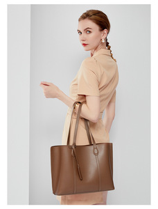 Sac seau pour femme en cuir véritable, sac à main en cuir, sac à bandoulière décontracté, sacs fourre-tout et sacs bandoulière - Product Image 3