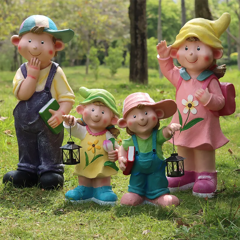 Resina al Aire Libre Parque Jardín lindos personajes de dibujos animados Niño