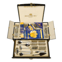 Couteau de luxe en acier inoxydable européen occidental 72 pièces cuillère fourchette boîte en bois cadeau plaqué or ensemble de couverts avec étui pour mariage