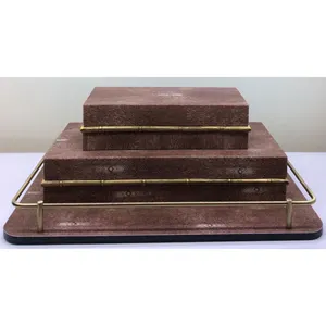 Wholesale Hotel Gold Coffee Table Serving wood tray india decor display decorative tray corner counter wood shelf