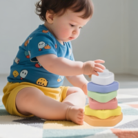 6 pièces jouets pour enfants coloré bébé apprentissage éducatif doux géométrique blocs de construction jouets empilables avec couineur