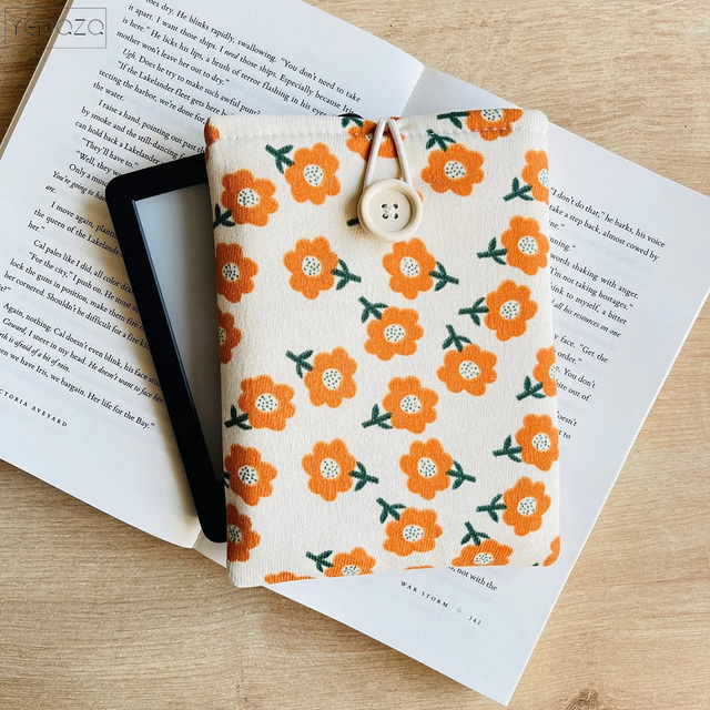 Flower Kindle Sleeve Cotton Floral Padded Kindle Cover Custom Book Case Fabric Kindle Pouch