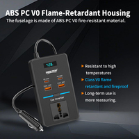Convertisseur de puissance automobile 200W, DC 12V vers AC 110V 220V, onde sinusoïdale modifiée, prise AC, charge USB-C PD