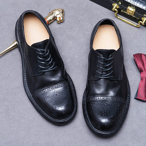 Zapatos de cuero Goodyear hechos a mano con punta redonda, zapatos formales de negocios, suela de cuero con diseño inglés grabado, de piel de vaca para hombre - Product Image 5