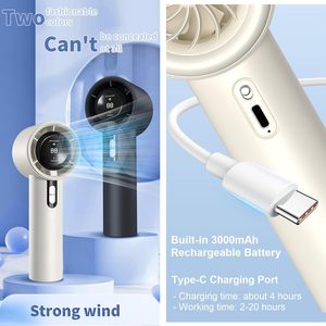 Kipas Mini Portabel Genggam 100 Gears Kecepatan Tinggi dengan Layar LED Daya, Kipas Kecil Genggam Kecepatan Tinggi untuk Luar Ruangan - Product Image 4