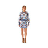Ensemble deux pièces pull tricoté et mini-jupe géométrique à col rond pour femme - Vêtements féminins
