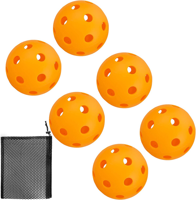 Indoor 26 Hole Orange Pickleball Balls Bright Orange Pickle Balls 6 Pack USAPA Paddle Ball Regulation Size a Great Addition