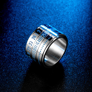 Anillo de acero inoxidable con números y puntos para indicar la hora, regalo de joyería unisex - Product Image 2
