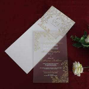 Carte d'invitation de mariage acrylique baptême couleur blanc <span class=keywords><strong>et</strong></span> <span class=keywords><strong>or</strong></span> acrylique givré invite - Product Image 2