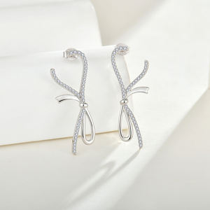 Boucle d'oreille en zircon cubique 3A en argent sterling 925, boucle d'oreille de créateur coréen en or <span class=keywords><strong>Xlove</strong></span> - Product Image 1