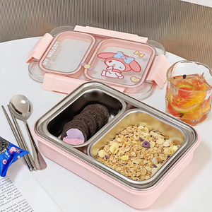 Contenitore Termico per Pranzo Sanrio in Acciaio Inox 304 a <span class=keywords><strong>3</strong></span> Scomparti con Coperchi Ermetici, Imballaggio Ecologico in Cartone per Preparazione Pasti in Ufficio - Product Image 6