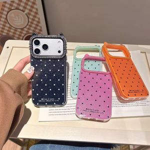 Funda <span class=keywords><strong>para</strong></span> <span class=keywords><strong>iPhone</strong></span> 15 14 13 12 <span class=keywords><strong>11</strong></span> <span class=keywords><strong>Pro</strong></span> con Diseño Creativo de Orejas de Gato, Decoración de Diamantes, Lente de Color Sólido con Puntos Negros - Product Image 2