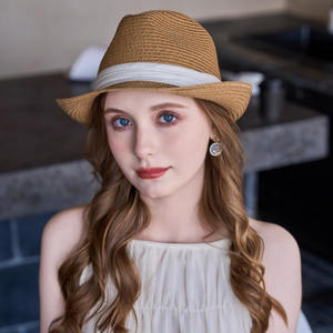 หมวกปานามาป้องกันแสงแดดแบบกระดาษสไตล์เกาหลีรุ่นใหม่ พร้อมริบบิ้นและเชือก สำหรับกิจกรรมริมทะเล ปิดหน้า  แบบเล็ก  ขายส่ง - Product Image 3