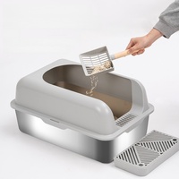 Bac à litière pliable pour chat en acier inoxydable 20L, contrôle des odeurs, design écologique, accessoires faciles à utiliser, installation rapide, toilette pour chat