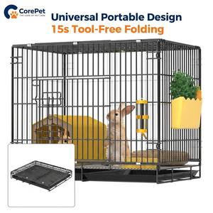 <span class=keywords><strong>Cage</strong></span> pliable pour lapins et chats en métal <span class=keywords><strong>avec</strong></span> plateau en plastique, pour intérieur/extérieur, facile à nettoyer, portable, à structure dense, toutes saisons - Product Image 4