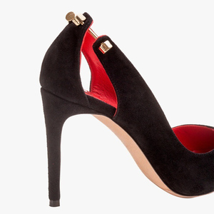 Zapatos de tacón de aguja de gamuza para mujer, talla grande 44, con decoración metálica, diseño recortado en la parte trasera, para pies anchos, ideales para la noche. - Product Image 6